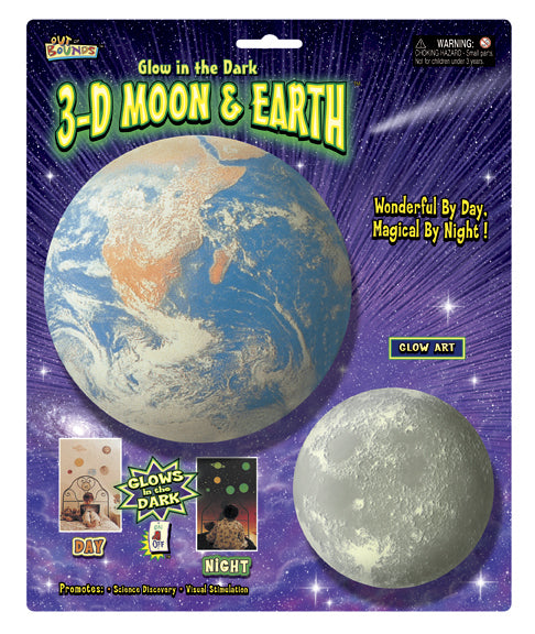 3D Moon and Earth Glow in the Dark